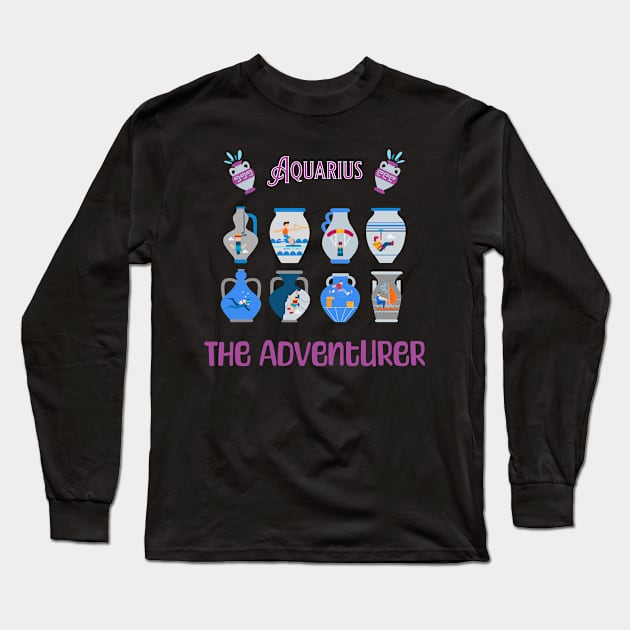 The characters of the zodiac: Aquarius Long Sleeve T-Shirt by Ludilac